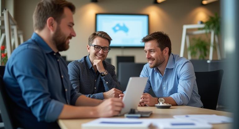 Aussie Auto Alerts team collaborating in office